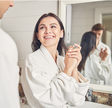 Couple enjoying the spa.