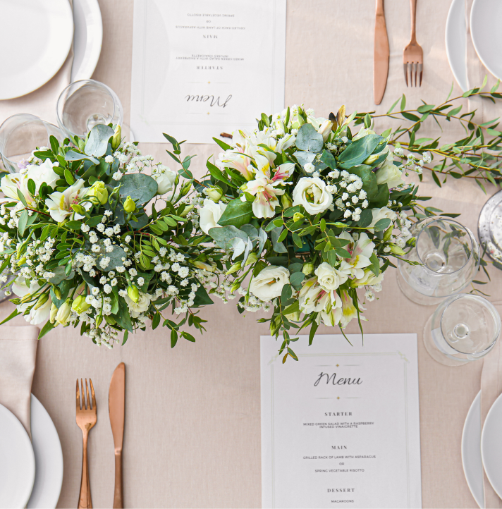 Table decorated with flowers