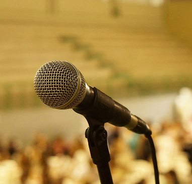 A close-up of a microphone